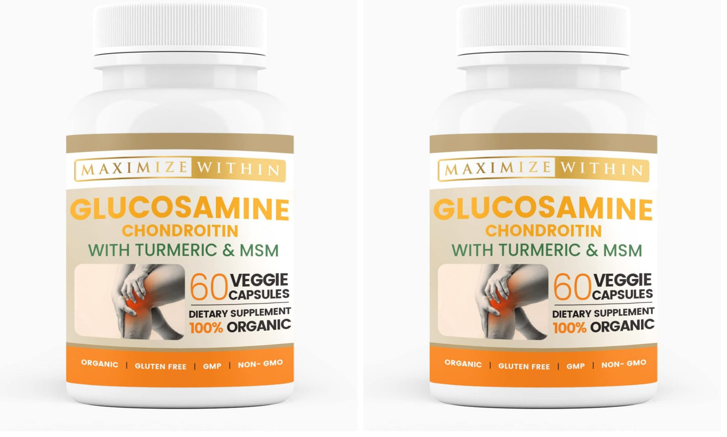 Glucosamine Chondroitin Turmeric MSM for Healthy Joints – 60 Veggie Caps (2-Pack)
