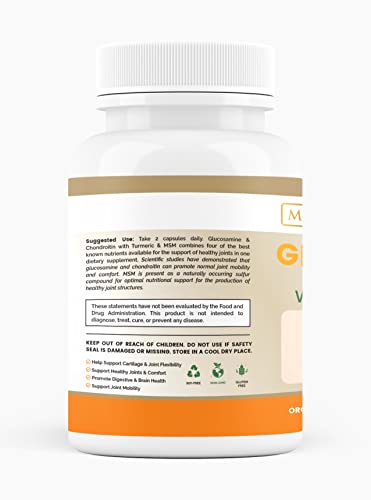 Glucosamine Chondroitin Turmeric MSM for Healthy Joints – 60 Veggie Caps (2-Pack)