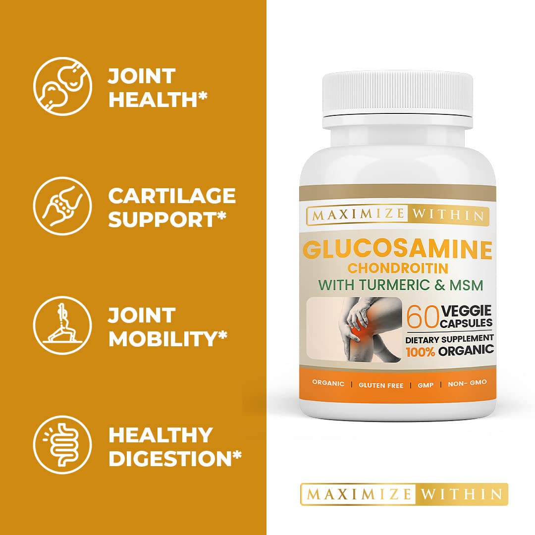 Glucosamine Chondroitin Turmeric MSM for Healthy Joints – 60 Veggie Caps (2-Pack)