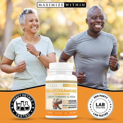Glucosamine Chondroitin Turmeric MSM for Healthy Joints – 60 Veggie Caps (2-Pack)