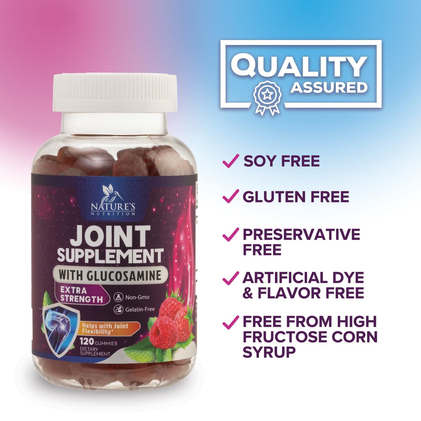 Nature's Nutrition Joint Support Gummies – Glucosamine & Vitamin E, 120 Gummies