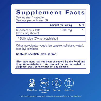 Pure Encapsulations Glucosamine Sulfate 1000 mg | Joint Support, Cartilage Health & Connective Tissue | 60 Capsules BritishVita | Premium UK Vitamins & Wellness Supplements