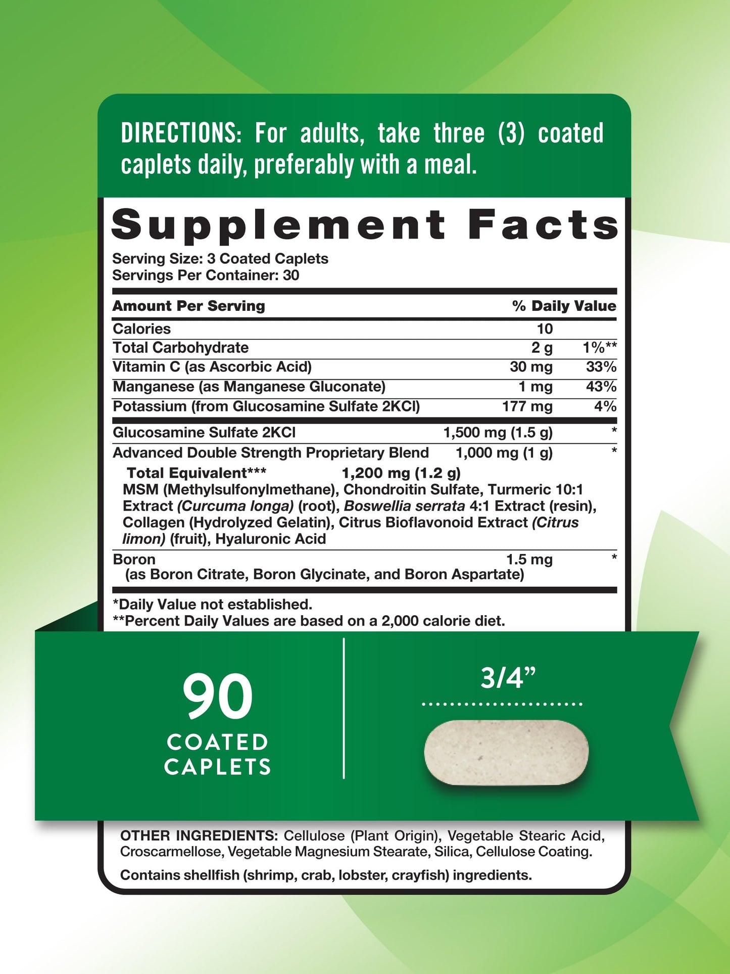 Nature's Truth Glucosamine Chondroitin MSM Complex - 90 Caplets | Gluten Free & Non-GMO