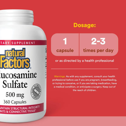Natural Factors Glucosamine Sulfate 360 Capsules | Supports Joint Mobility, Cartilage & Connective Tissue