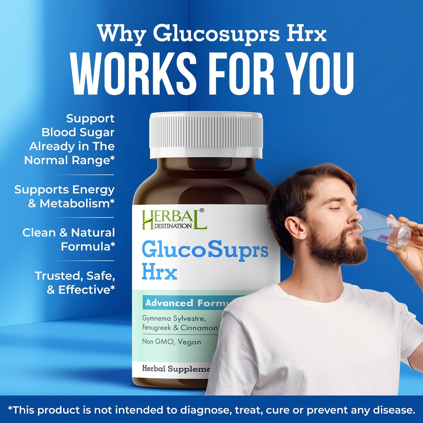 GlucoSuprs Hrx - Herbal Blend with Gymnema, Cinnamon & More | 60 Capsules