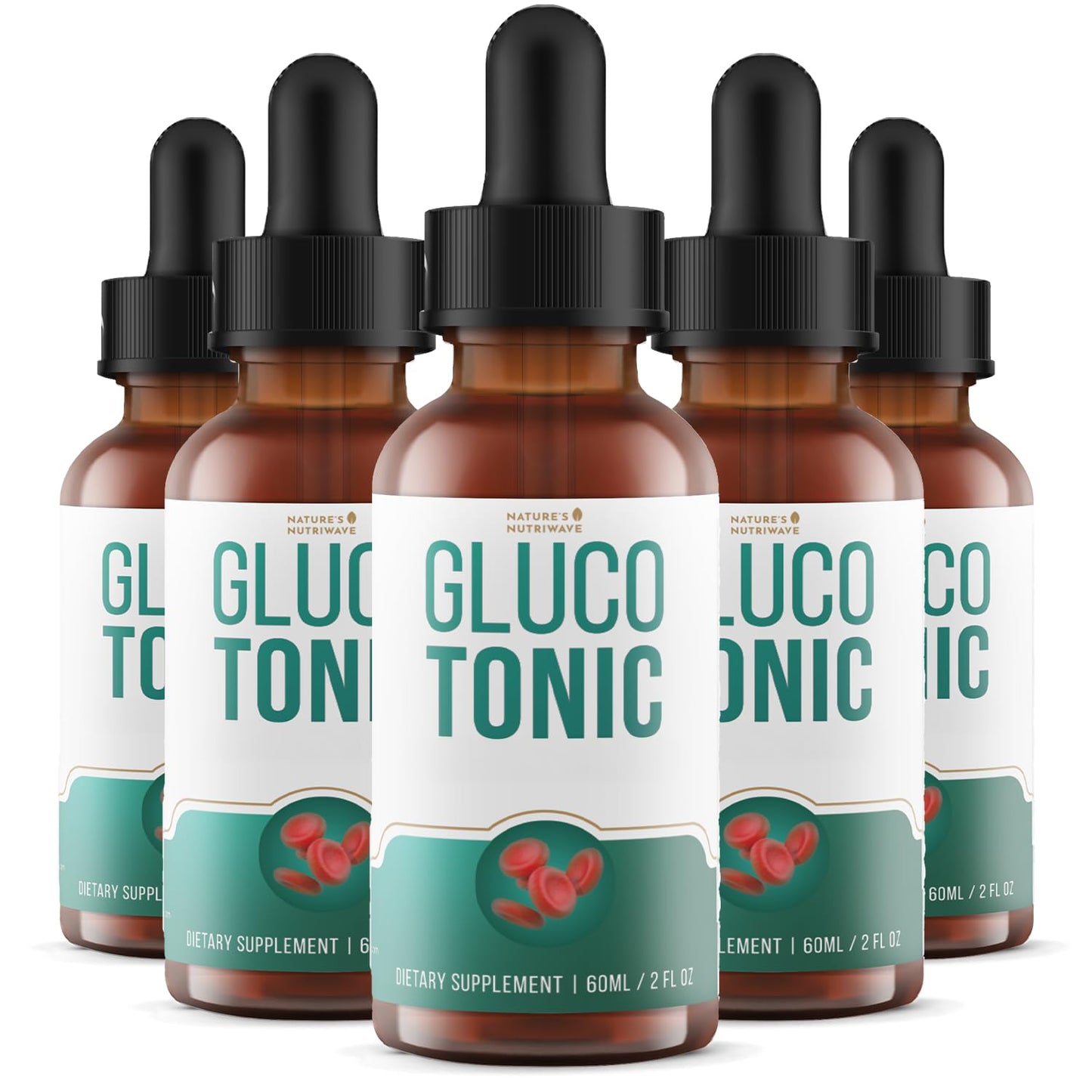 Nature's NutriWave GlucoTonic - Liquid Formula with Chromium & Herbal Extracts | 60ml, 60 Servings | Non-GMO