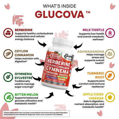 Clean Nutra Glucova – All-in-One Blood Sugar Support (90 Capsules)