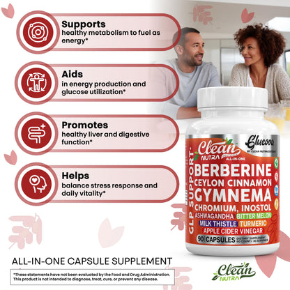 Clean Nutra Glucova – All-in-One Blood Sugar Support (90 Capsules)