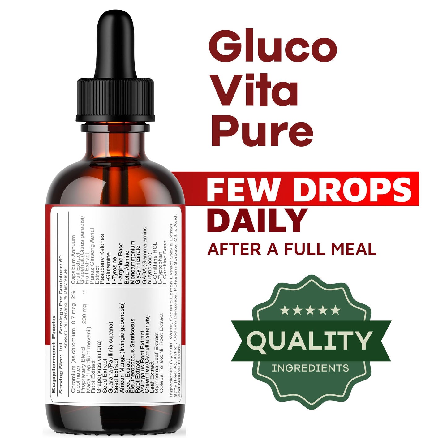 Glucovita Pure Drops – All Natural Gluco Vita Liquid Support (1 Month)