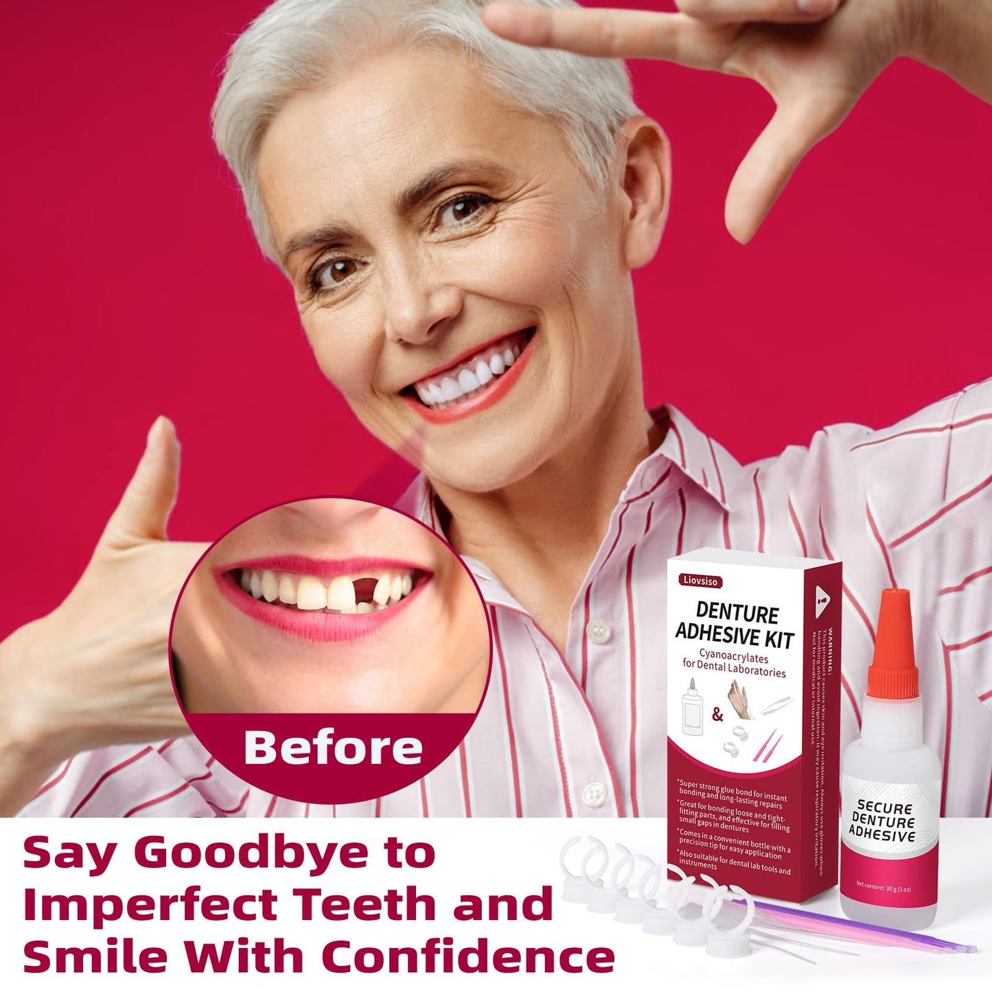 Dental Lab Instant Bonding Glue (1oz) for Denture Repair – Quick Bond, Lasts Days to Weeks