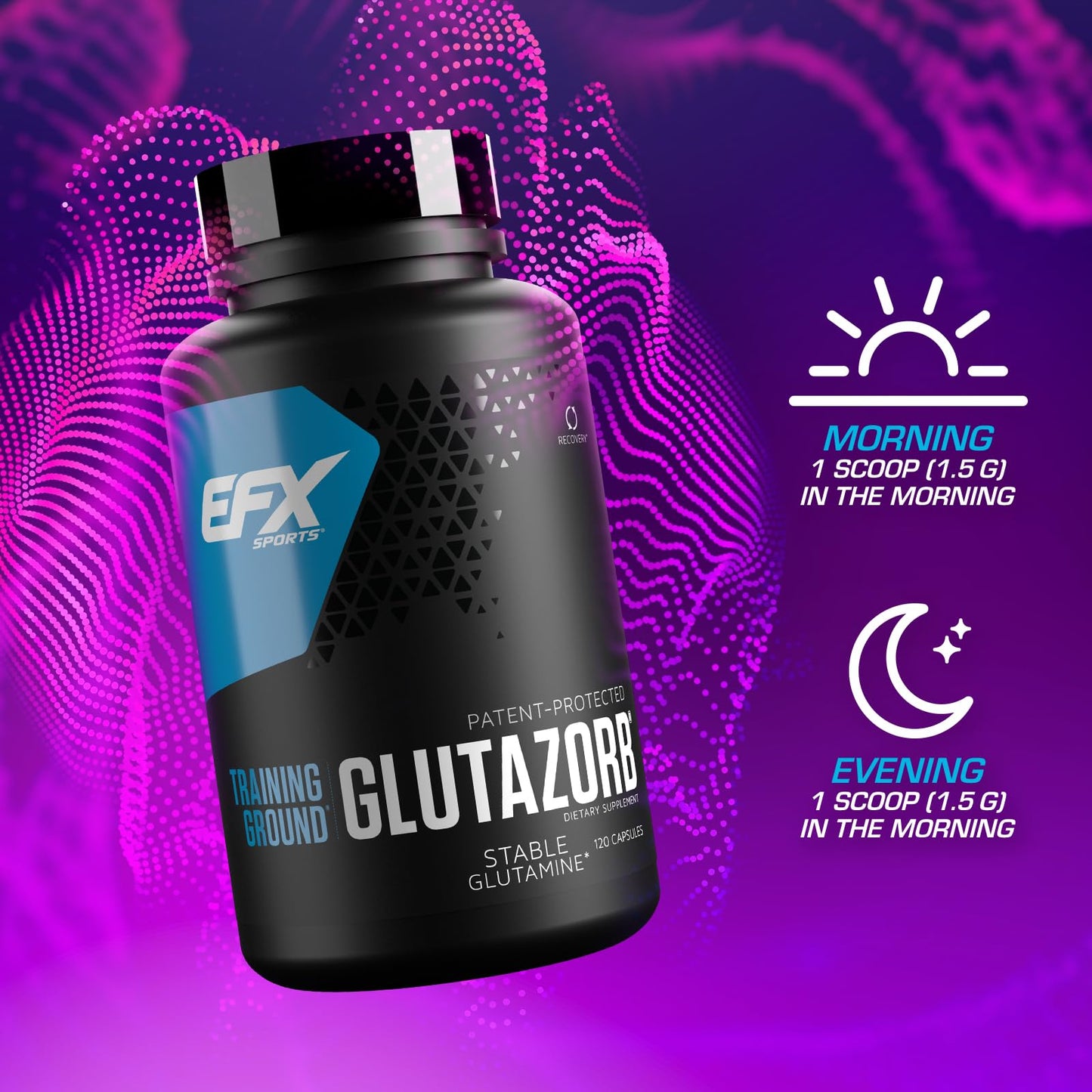 EFX Sports Training Ground Glutazorb Caps | pH-Correct Glutamine Pills | 60 Servings, 120 Capsules