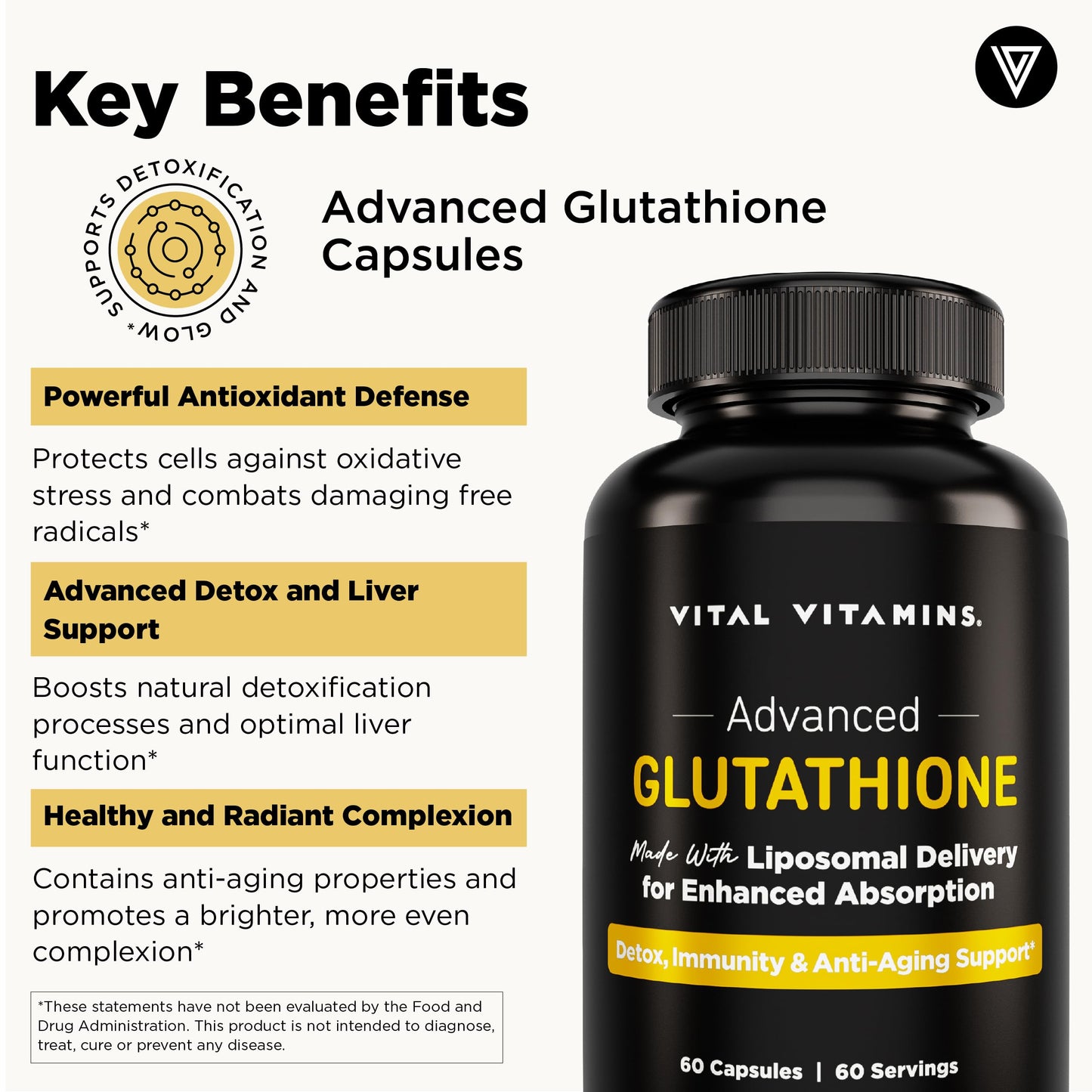 Vital Vitamins Glutathione Supplement — 500mg Liposomal Delivery