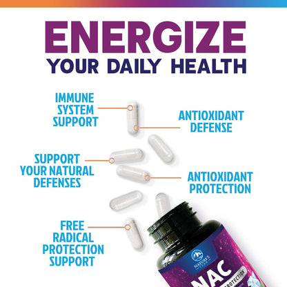 NAC 1200mg Supplement – Immune & Antioxidant Support | Liver & Lung Health – USA Made, 60 Caps