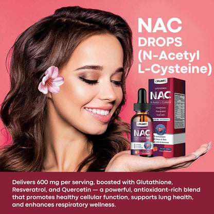 Liposomal NAC Drops 600mg – N-Acetyl Cysteine with Glutathione, Resveratrol & Zinc (Strawberry, 2 fl oz)
