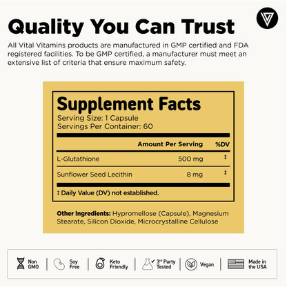 Vital Vitamins Glutathione Supplement — 500mg Liposomal Delivery