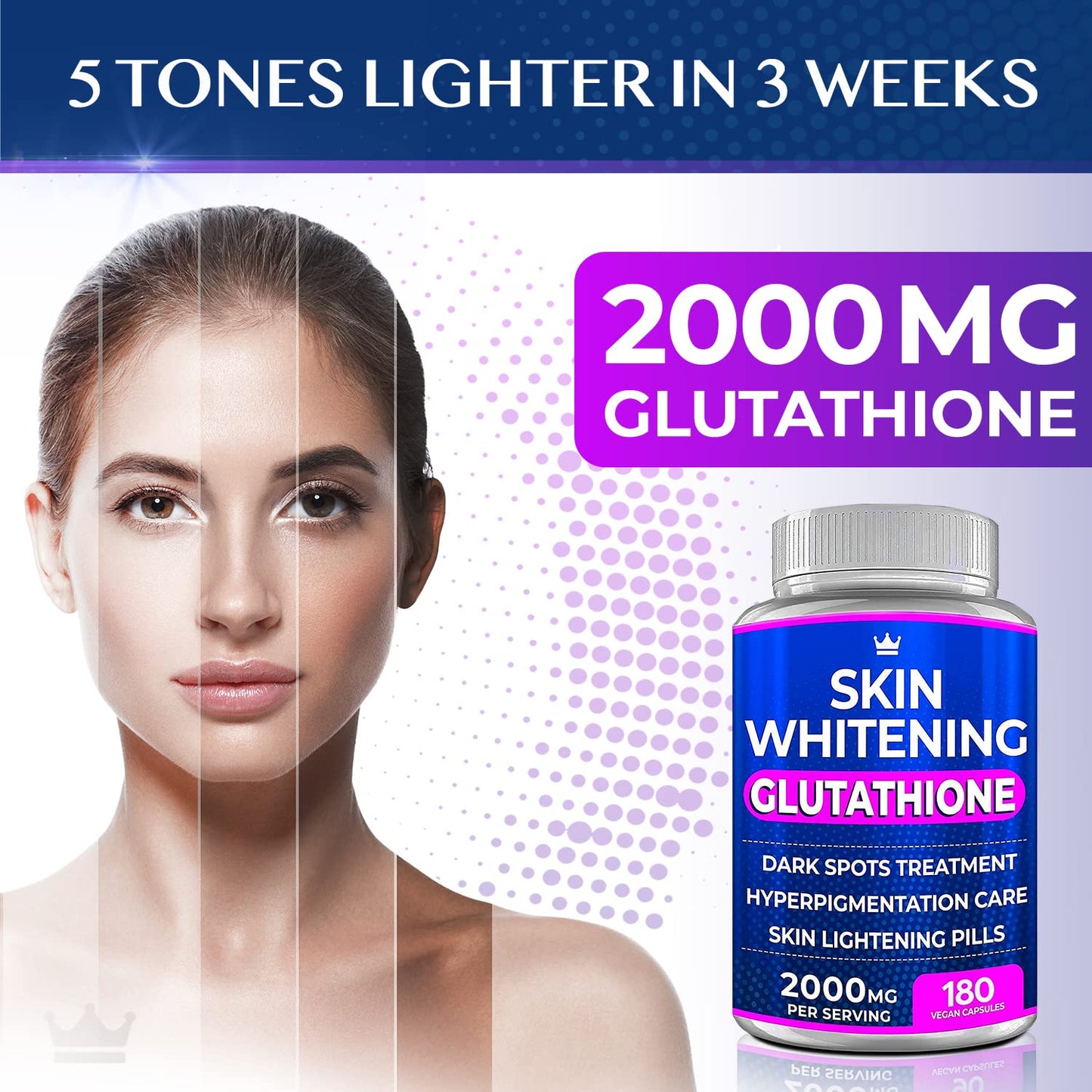 Glutathione Whitening Pills - 180 Capsules | 2000mg Glutathione