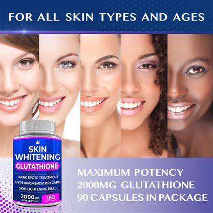 Glutathione Whitening Pills - 180 Capsules | 2000mg Glutathione