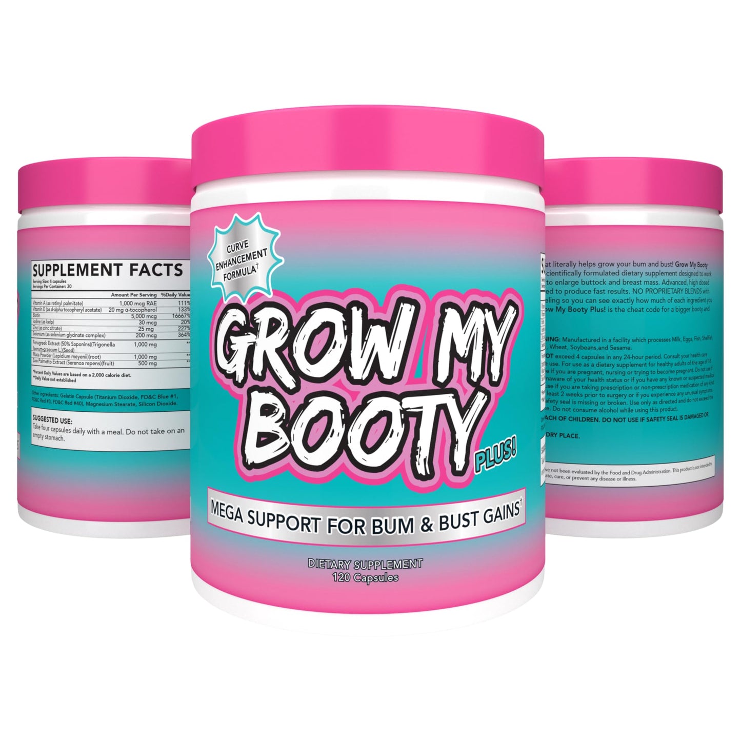 Grow My Booty Plus Butt Enhancement Pills — Mega Booty & Bust Growth | SPAZMATIC
