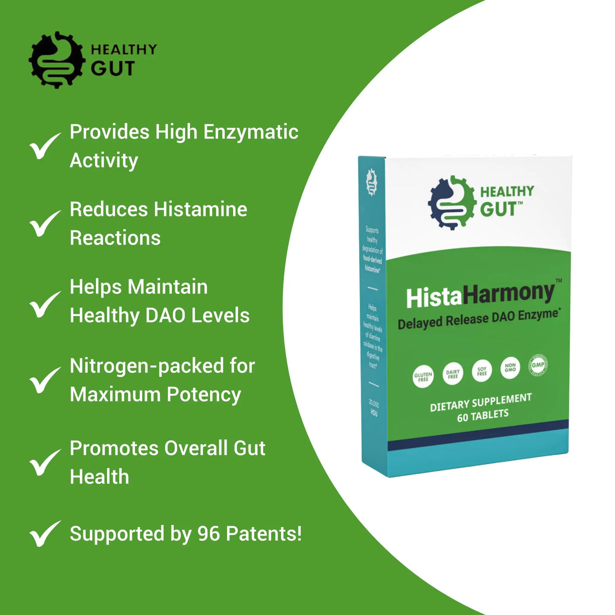 Healthy Gut HistaHarmony DAO Enzyme Supplement – 30,000 HDU, Delayed Release, 60 Servings BritishVita | Premium UK Vitamins & Wellness Supplements