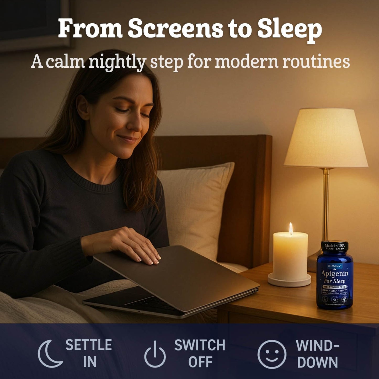 Apigenin Sleep Supplement - Melatonin-Free, Plant-Based Nighttime Support
