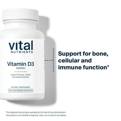 Vital Nutrients Vitamin D 5000 IU D3 Supplement – Supports Bones, Teeth & Immunity | Gluten, Dairy & Soy Free | 180 Capsules BritishVita | Premium UK Vitamins & Wellness Supplements