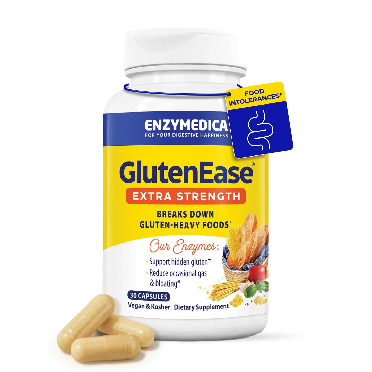 Enzymedica GlutenEase Extra Strength – Gluten & Casein Digestive Enzymes (30 Capsules)