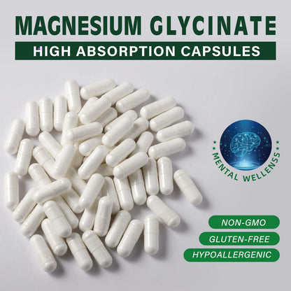Magnesium Glycinate 400 mg – Chelated, High Absorption, Gentle on Stomach | 90 Vegetarian Capsules