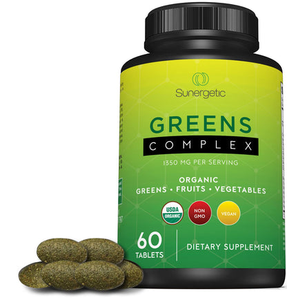Premium USDA Organic Greens Superfood Tablets – 60 Tablets (Pack of 2) – Greens, Fruits & Veggies Daily Supplement