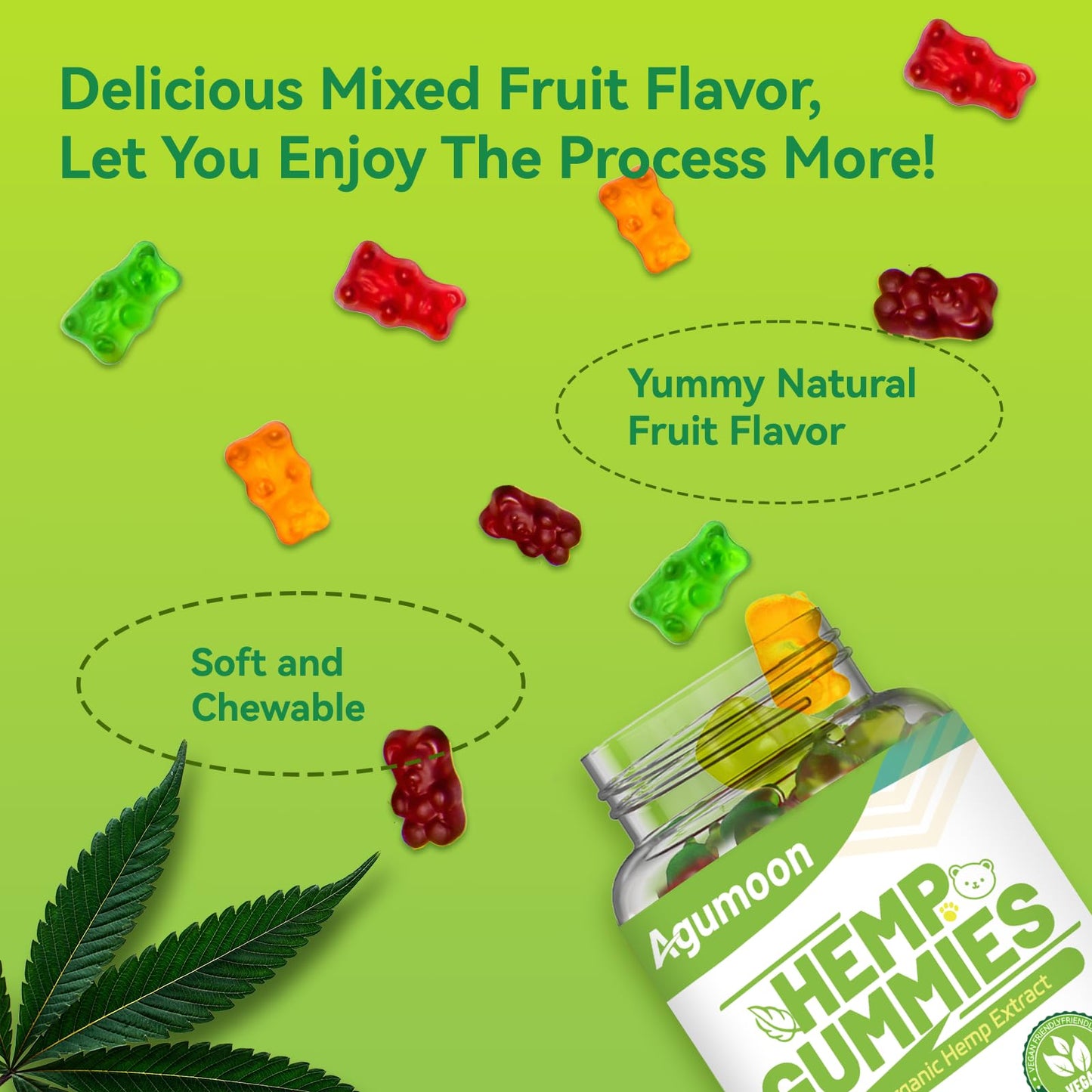 Hemp Gummies 2 Packs - High Potency Relaxing Edibles with Natural Hemp Oil Extract — Vegan, Low Sugar, Non-GMO, 120 Counts