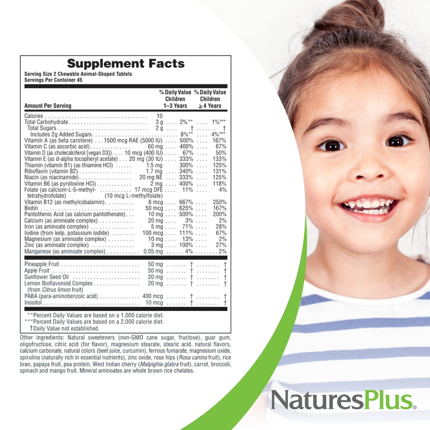 Natures Plus Animal Parade Kids Multivitamin – Watermelon Chewables, 90 Tablets, Vegetarian & Gluten Free, 45 Servings