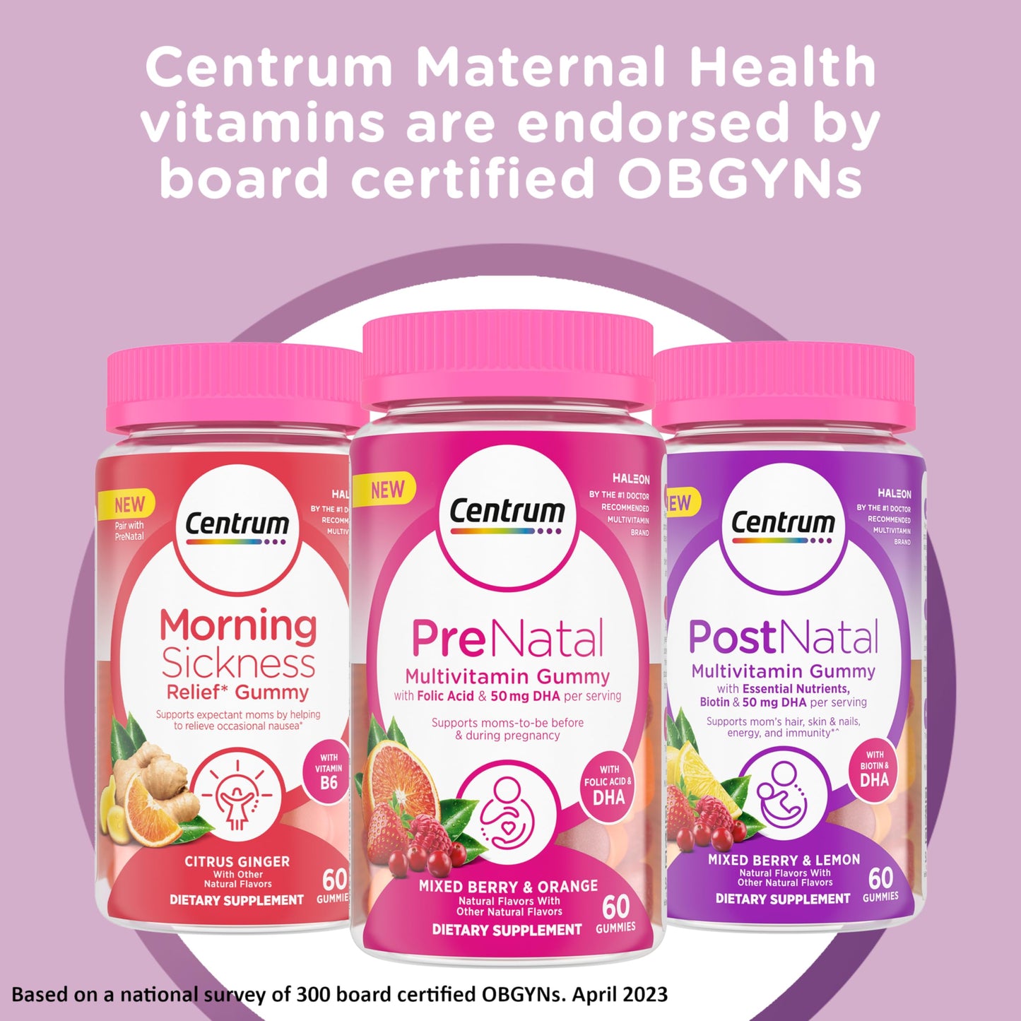 Centrum Morning Sickness Relief Gummies – Citrus Ginger, 60-Count, Gluten-Free