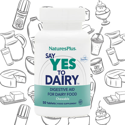 Natures Plus Say Yes to Dairy - 50 Chewable Lactase Enzyme Tablets