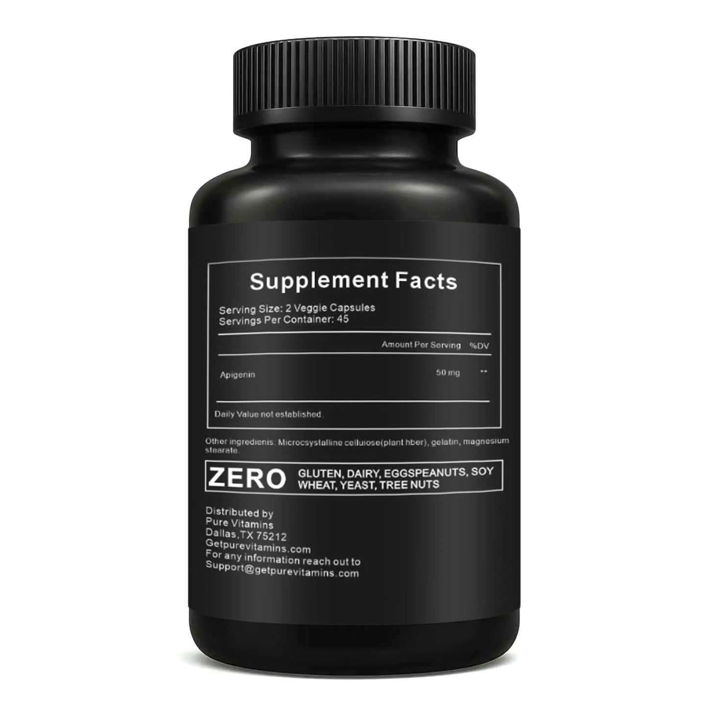 Pure Vitamins Ultra Apigenin 50mg – 90 Capsules | Sleep, Stress & Brain Support | Non-GMO, Gluten-Free | Made in USA