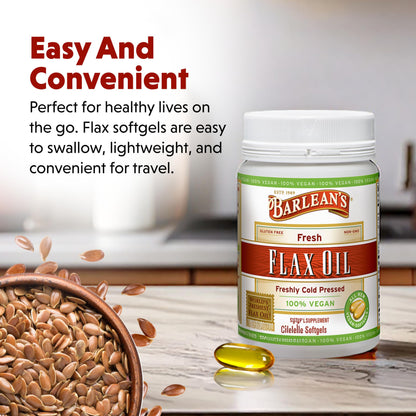 Barlean's Vegan Flaxseed Oil Softgels — 1650 mg ALA, Cold-Pressed, 100 Count