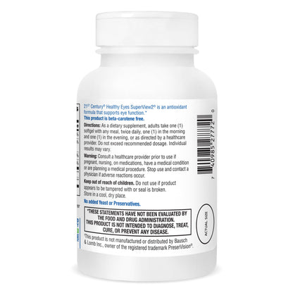 21st Century Healthy Eyes SuperView 2 Softgels - 120 Count | Eye Vitamin & Mineral Support