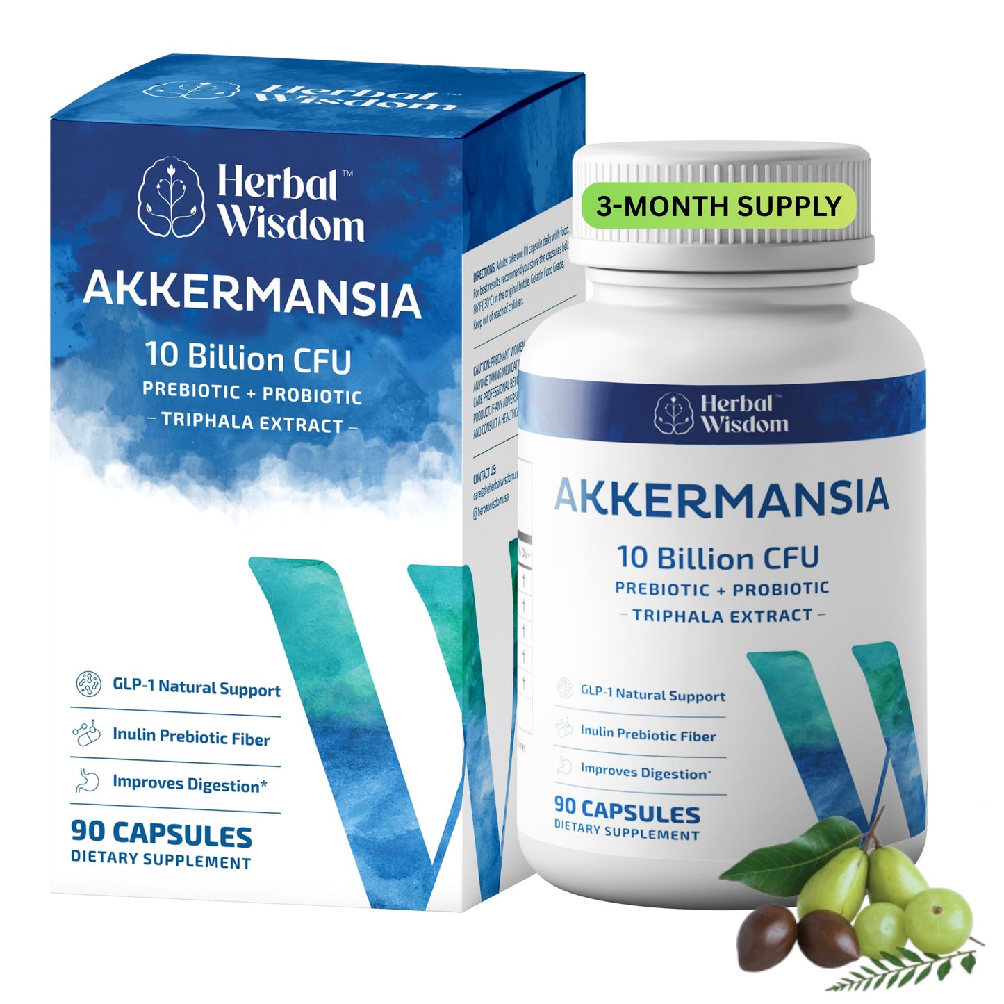 Akkermansia Muciniphila Probiotic + Triphala – 10B CFU | 3 Month Supply