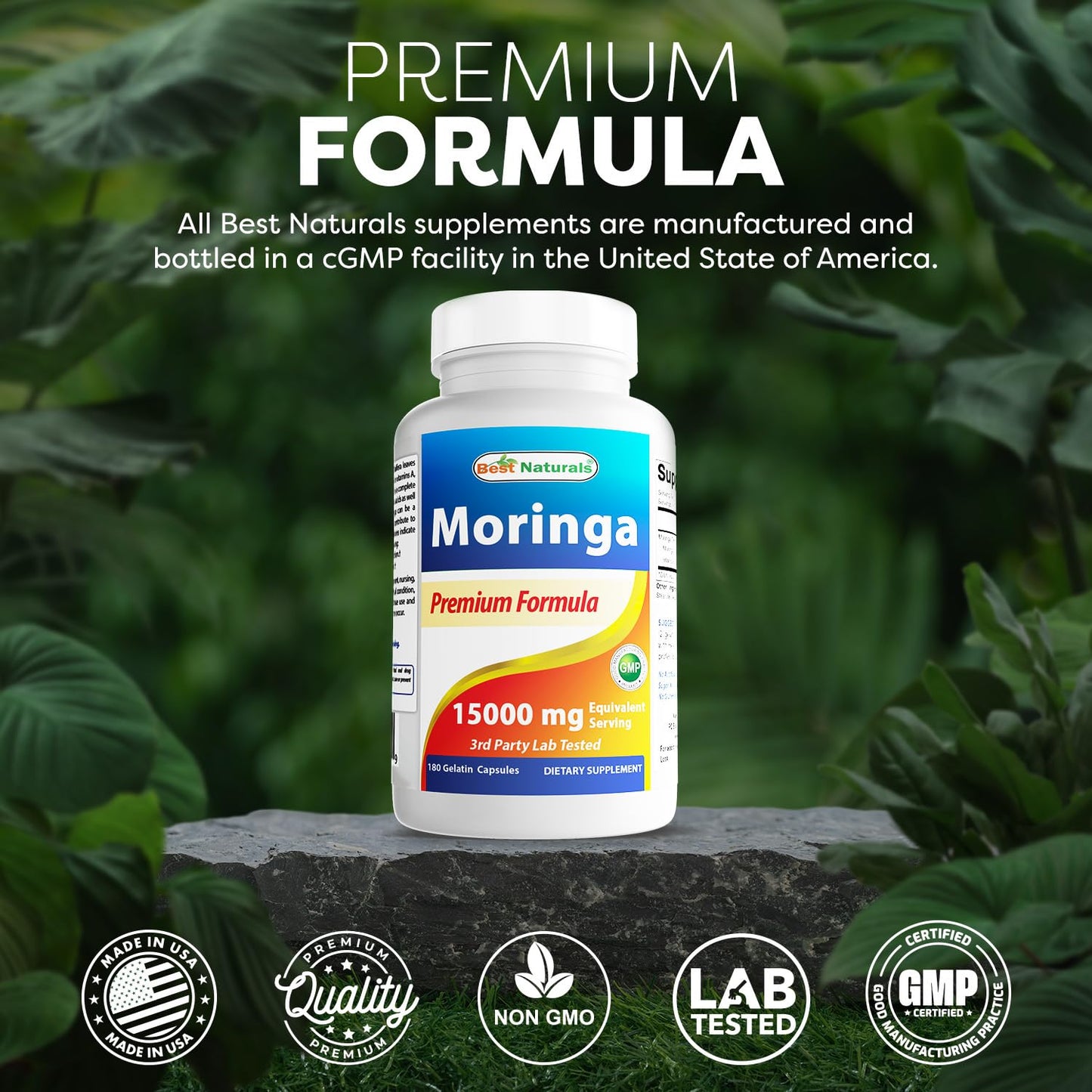 Best Naturals Moringa Extract 10:1 1500mg – 180 Capsules | Superfood for Healthy Wellbeing