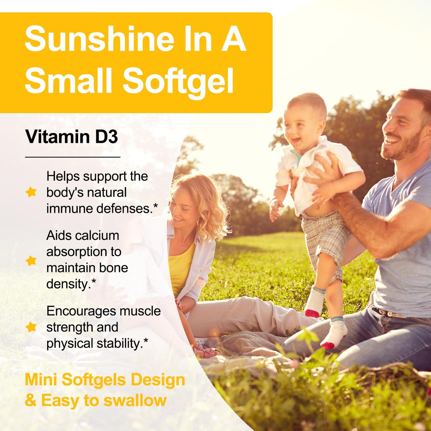Vitamin D3 2000 IU (50 mcg) 360 Softgels – Immune & Bone Health | Non-GMO, Gluten-Free