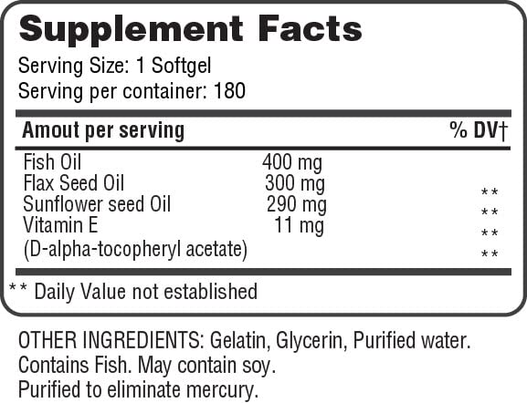 365 Health Omega 3-6-9 180 Softgels – from Fish, Flaxseed & Borage Oils – Non-GMO & Gluten Free (Pack of 2)