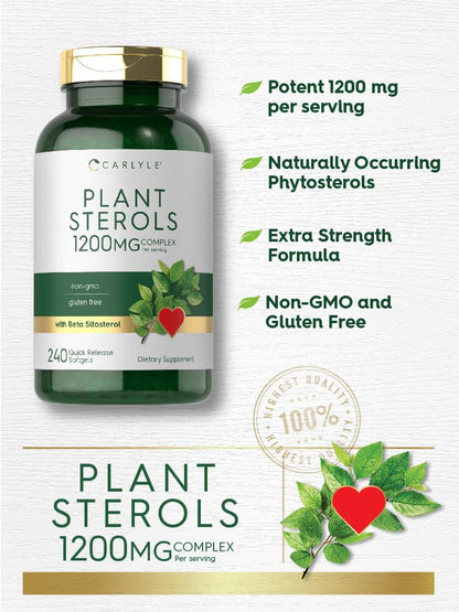 Carlyle Plant Sterols 1200 mg | 240 Softgel Capsules | Non-GMO & Gluten Free