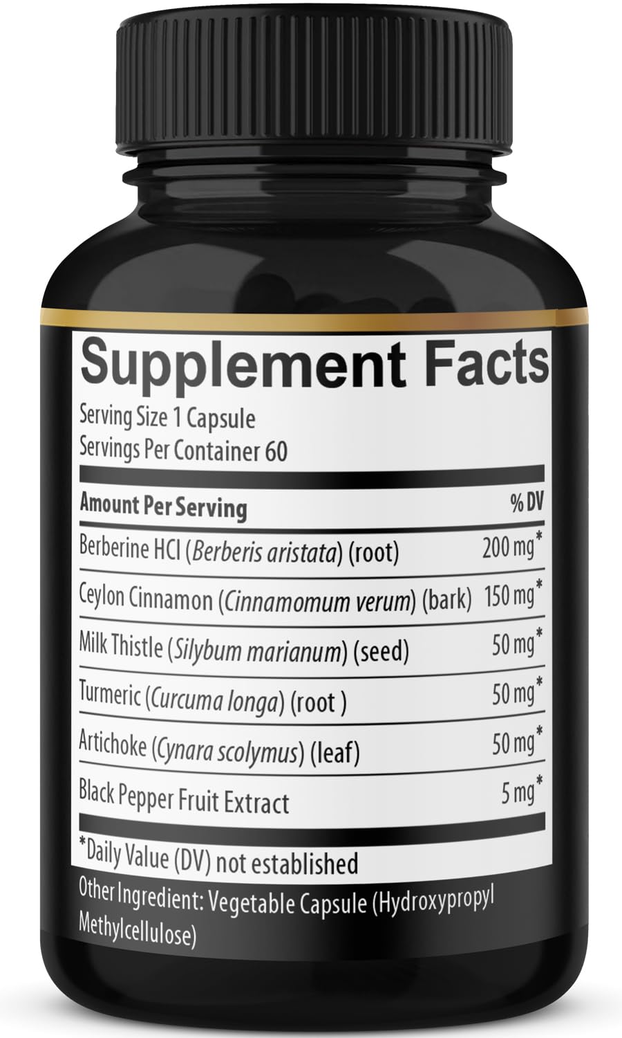 Berberine with Ceylon Cinnamon, Turmeric, Milk Thistle – 120 Capsules, 4 Months