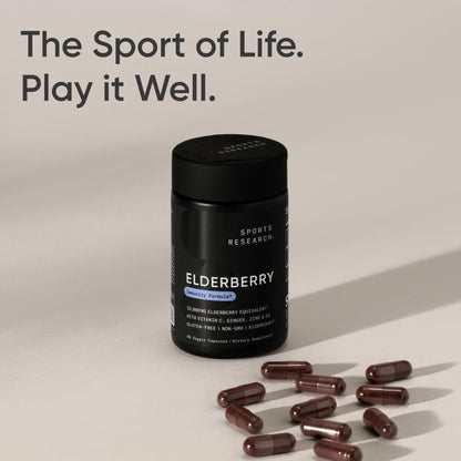 Sports Research Immune Support: Elderberry + Zinc, Vitamin D3 5000iu - Gluten Free