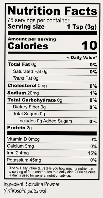 Anthony's California Spirulina Powder 8 oz – Gluten Free, Non-GMO, Product of USA