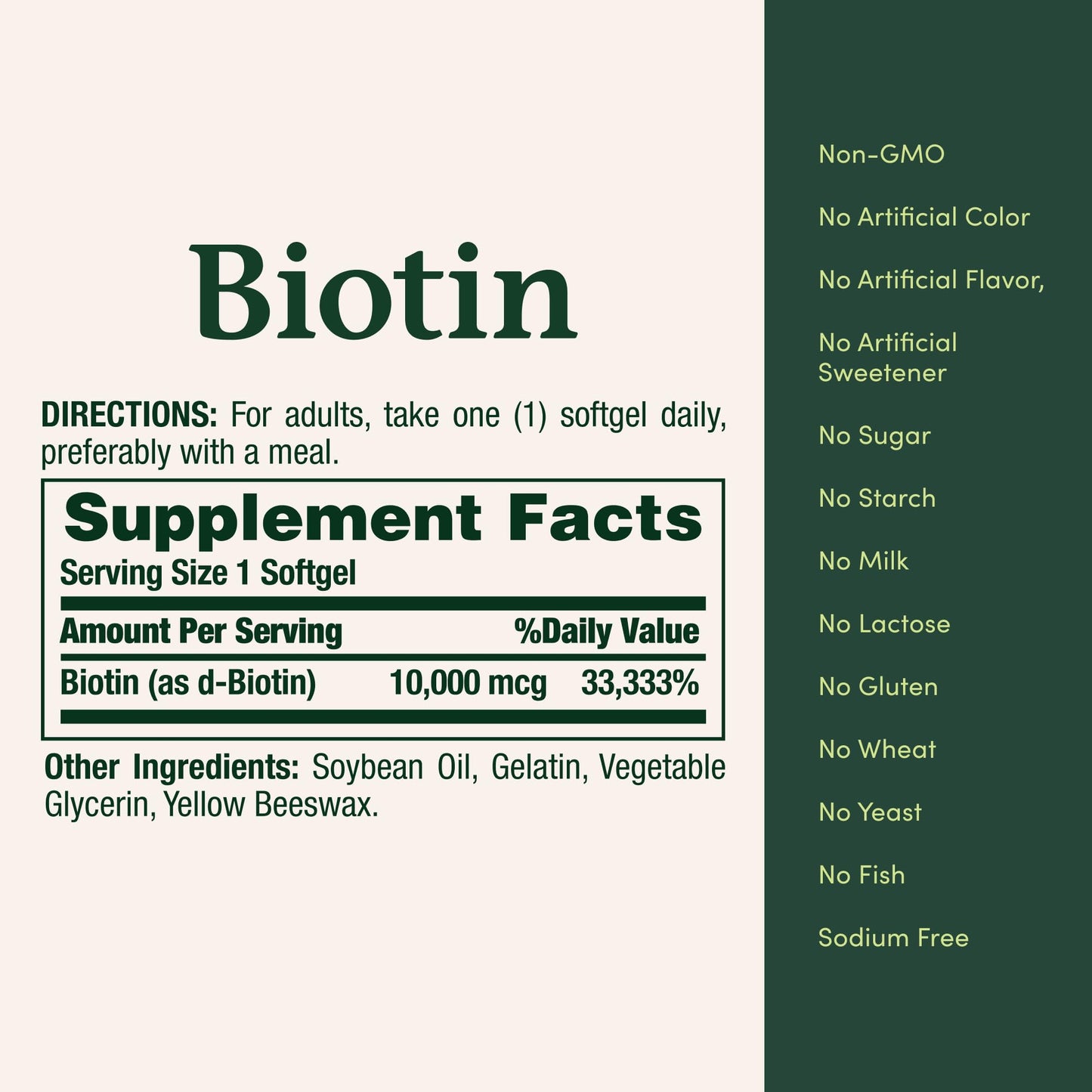 Nature's Bounty Biotin 10,000 mcg — Hair, Skin & Nails (120 Softgels)