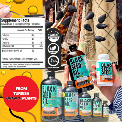 Sweet Sunnah Premium Black Seed Oil - Cold Pressed Nigellaa Travel Size 4 Fl Oz | Gluten Free, Non-GMO