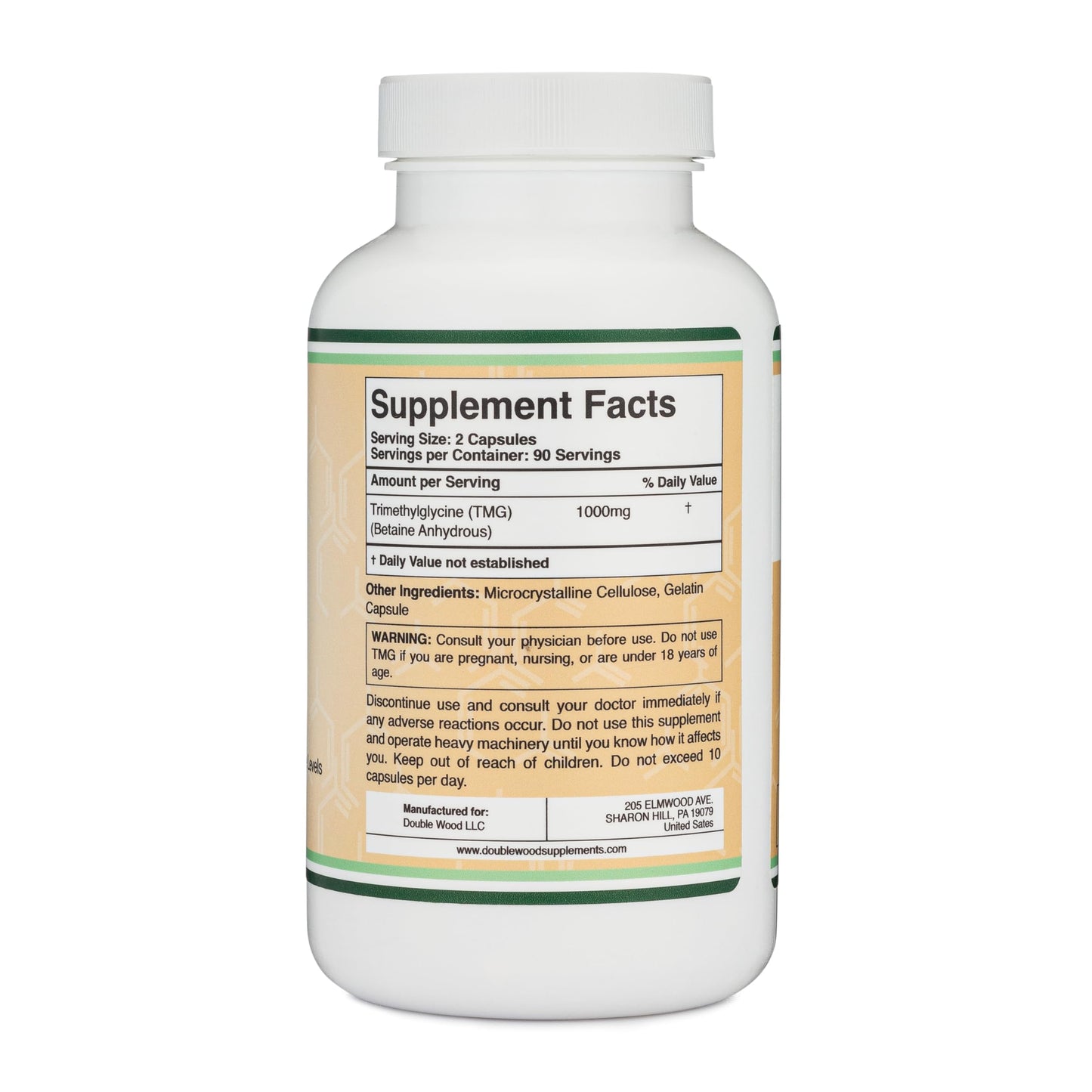 Double Wood TMG Trimethylglycine 1,000mg – 180 Capsules | Homocysteine Support