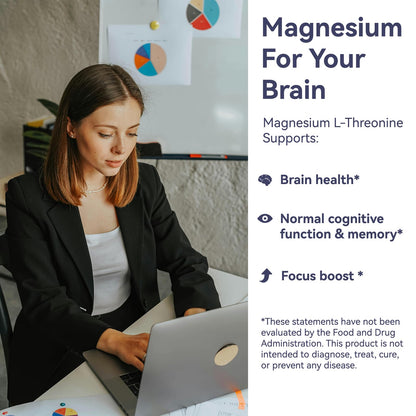 Magnesium L-Threonine, High Absorption Magnesium Supplement,1900mg Magnesium Threonine, Gluten Free, Non-GMO,180 Vegan Capsules