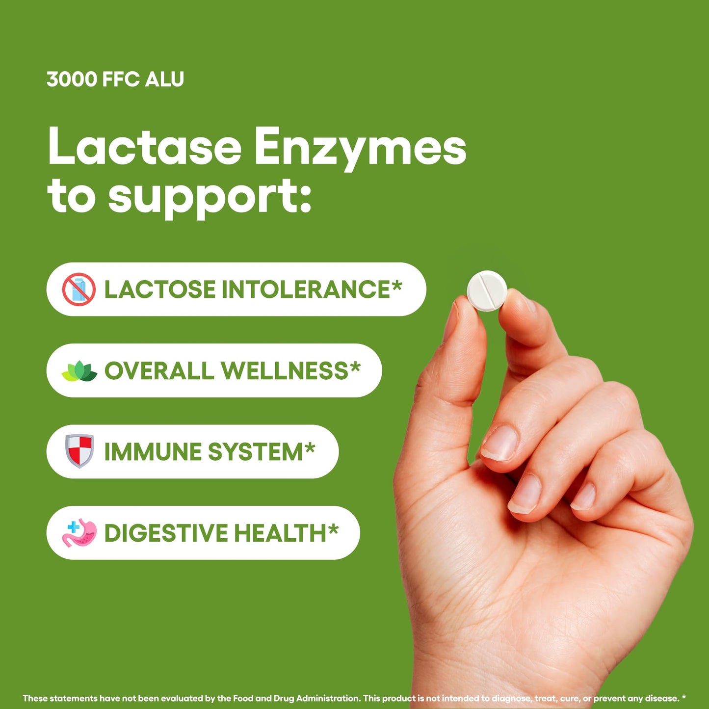 Lactase Supplement 240 Tablets - Gluten Free, Non-GMO, Vegan | 3000 FCC, 90 mg Enzyme