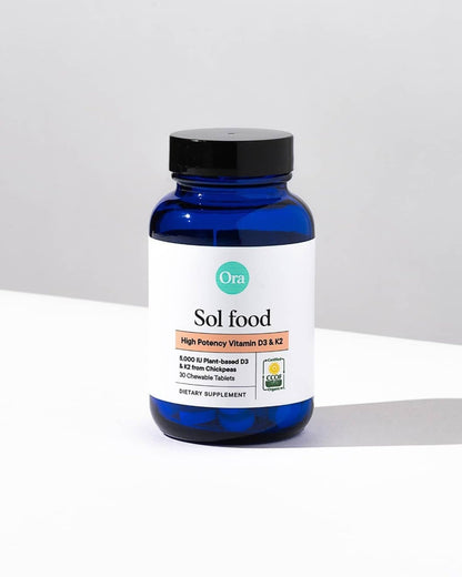 Ora Organic Vitamin D3 5000IU + K2 – Vegan D3 from Lichen, K2 from Chickpeas | 30 Chewable Tablets