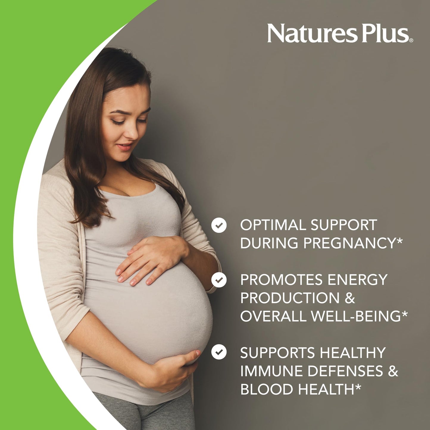 Natures Plus Source of Life Prenatal – 800 mcg Folate, 90 Vegetarian Tablets (Gluten-Free)
